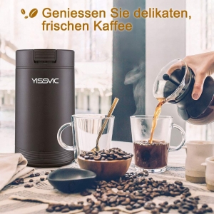Yissvic Kaffeemühle Elektrisch aus Edelstahl mit Schlagmesser 2-12 Tassen Ideal 